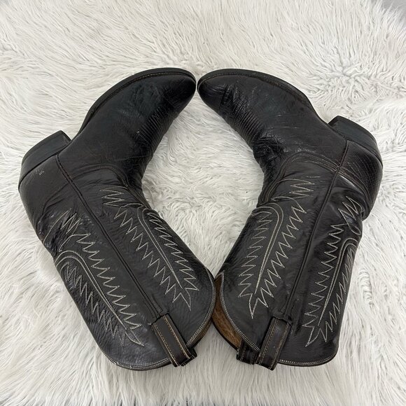 VTG 70s Tony Lama Men’s Brown Embroidered Western Cowboy Boots Sz Code 5110 /11E - Picture 5 of 12